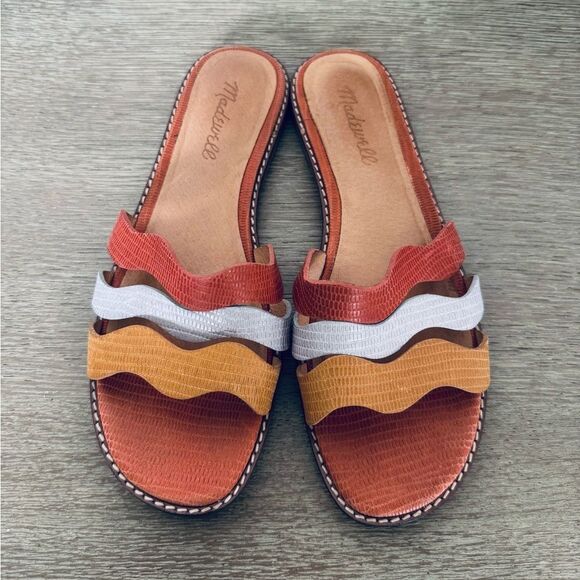 Madewell Rust Orange Flat Sandals 7 - Picture 1 of 4